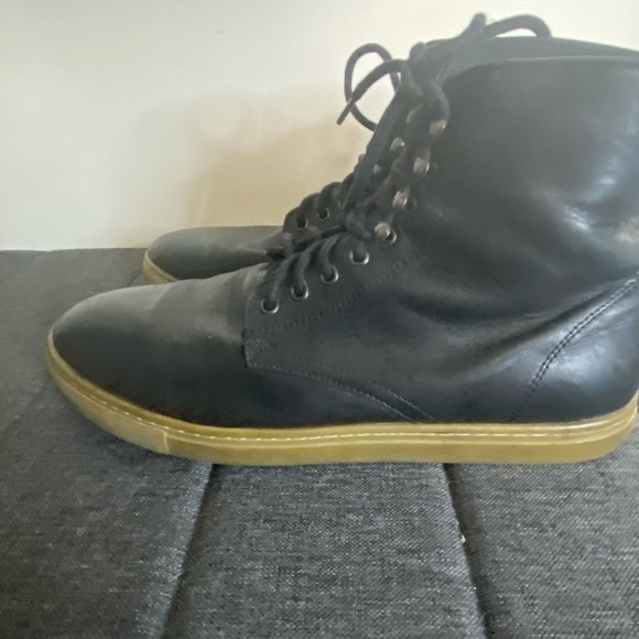 Frank & Oak Mens Soft Black Leather Ankle Lace Up Casual Boots- Sz-10 - Picture 7 of 16